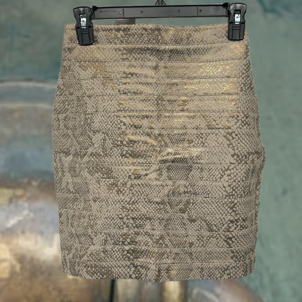 Express vintage snake animal metallic bronze mini skirt Ladies Size 0